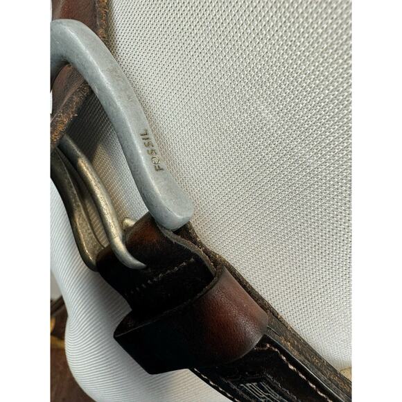 Fossil Brown Genuine Leather Belt 1954 Style Men's Size 38 - Picture 5 of 10